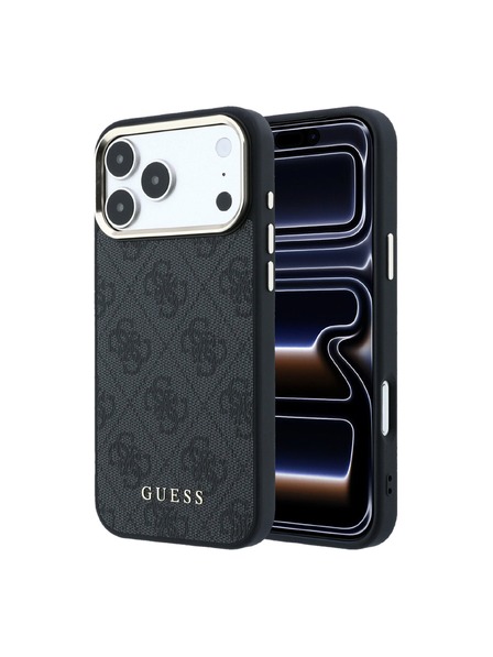 Guess Guess PU Leather 4G Gold Frame MagSafe Zadní Kryt pro iPhone 18 Pro Max Black