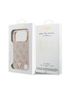 Guess Guess PU Leather 4G Strass Triangle Logo Gold Frame MagSafe Zadní Kryt pro iPhone 18 Pro Max Pink