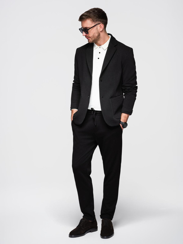 Ombre Clothing Pánská bunda s vysokým límcem a kapucí černá Ombre Clothing