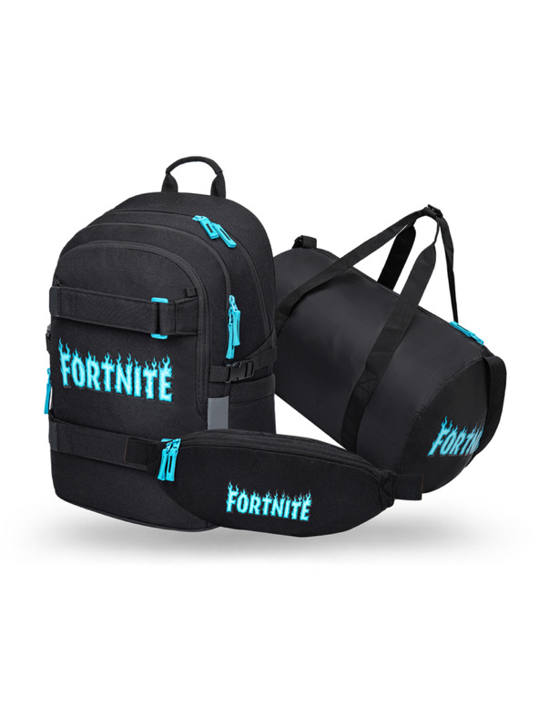 BAAGL  BAAGL SET 3 Skate Fortnite Blue: batoh, sportovní taška, ledvinka GRS