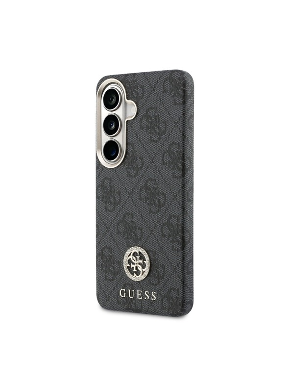Guess Guess PU Leather 4G Strass Logo Gold Frame Magnetic Zadní Kryt pro Samsung Galaxy S26 Black