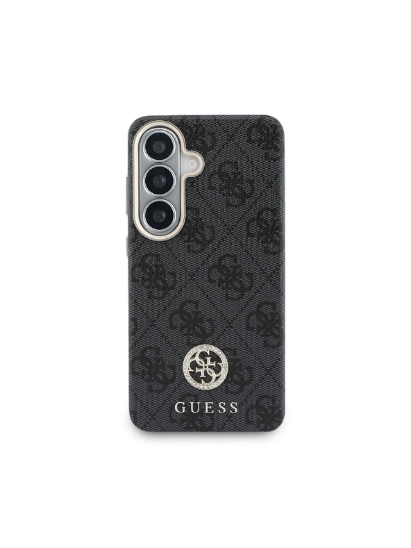 Guess Guess PU Leather 4G Strass Logo Gold Frame Magnetic Zadní Kryt pro Samsung Galaxy S26 Black
