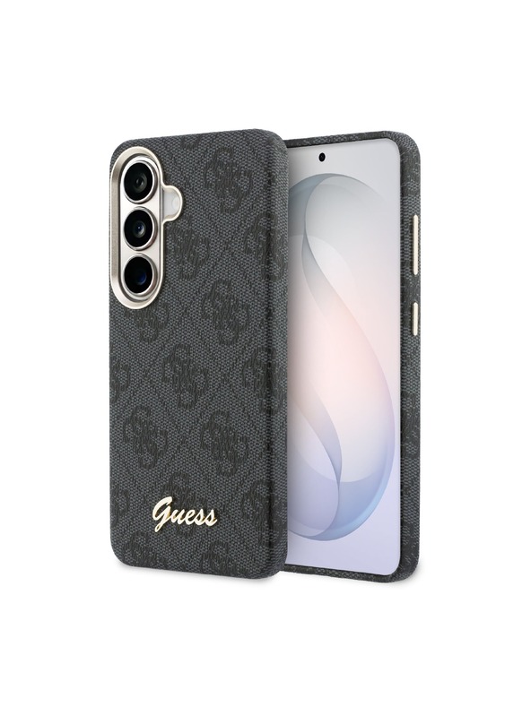 Guess Guess PU 4G Script Metal Logo Magnetic Zadní Kryt pro Samsung Galaxy S26 Black