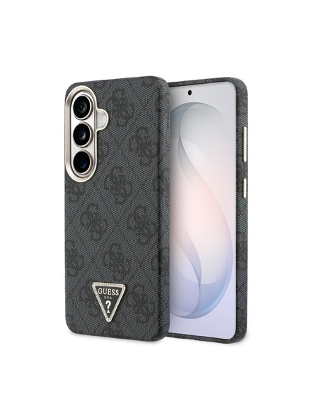 Guess Guess PU Leather 4G Strass Triangle Logo Gold Frame Magnetic Zadní Kryt pro Samsung Galaxy S26 Black