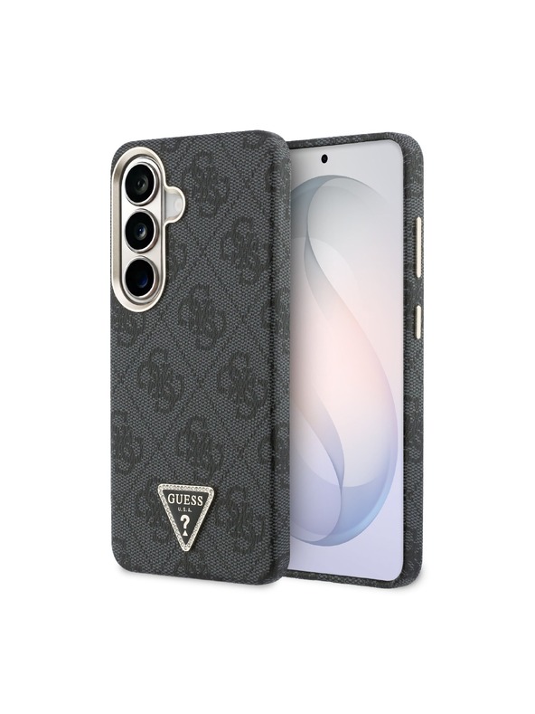 Guess Guess PU Leather 4G Strass Triangle Logo Gold Frame Magnetic Zadní Kryt pro Samsung Galaxy S26 Black