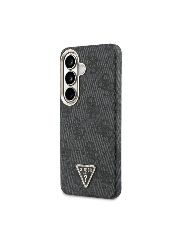 Guess Guess PU Leather 4G Strass Triangle Logo Gold Frame Magnetic Zadní Kryt pro Samsung Galaxy S26 Black