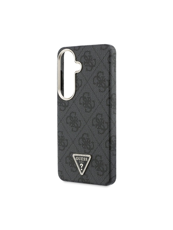 Guess Guess PU Leather 4G Strass Triangle Logo Gold Frame Magnetic Zadní Kryt pro Samsung Galaxy S26 Black