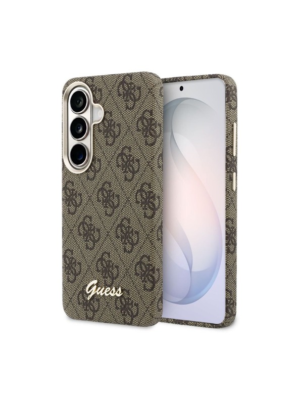 Guess Guess PU 4G Script Metal Logo Magnetic Zadní Kryt pro Samsung Galaxy S26 Brown