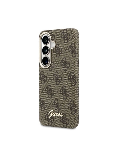 Guess Guess PU 4G Script Metal Logo Magnetic Zadní Kryt pro Samsung Galaxy S26 Brown