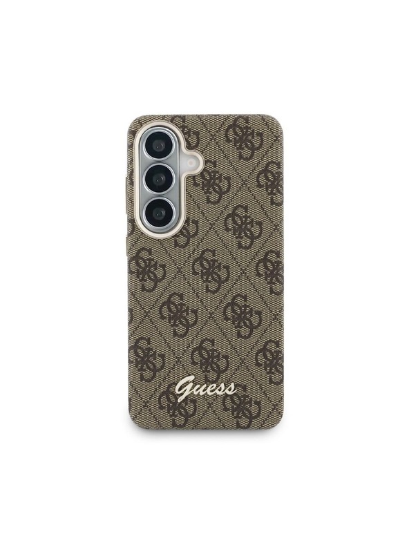 Guess Guess PU 4G Script Metal Logo Magnetic Zadní Kryt pro Samsung Galaxy S26 Brown