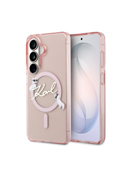 Karl Lagerfeld Karl Lagerfeld IML Choupette Karl Script Logo Magnetic Zadní Kryt pro Samsung Galaxy S26 Pink