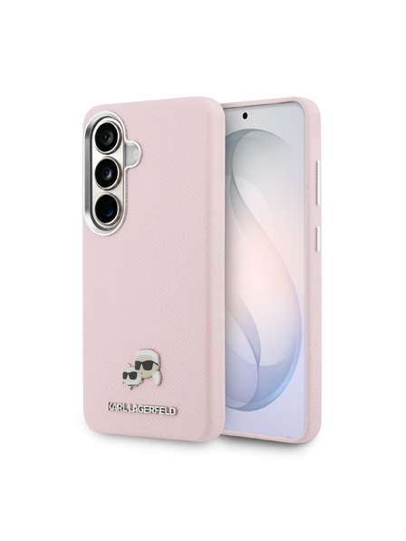 Karl Lagerfeld Karl Lagerfeld Grained PU Leather K&CH Heads Magnetic Zadní Kryt pro Samsung Galaxy S26 Pink
