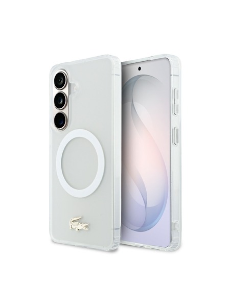 Lacoste Lacoste PC/TPU Frosted Finish Gold Logo Magnetic Zadní Kryt pro Samsung Galaxy S26 White
