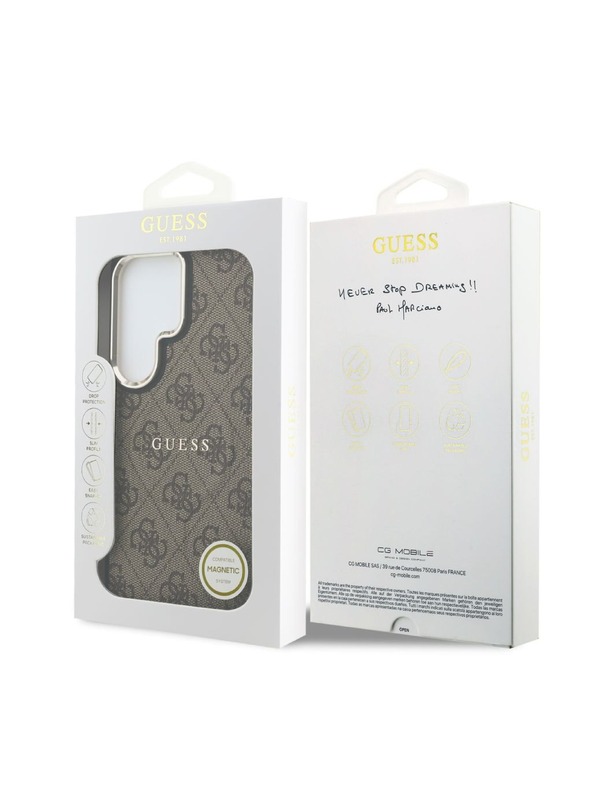 Guess Guess PU Leather 4G Gold Frame Magnetic Zadní Kryt pro Samsung Galaxy S26 Ultra Brown