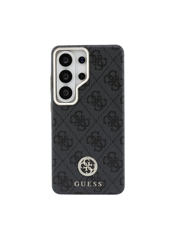 Guess Guess PU Leather 4G Strass Logo Gold Frame Magnetic Zadní Kryt pro Samsung Galaxy S26 Ultra Black
