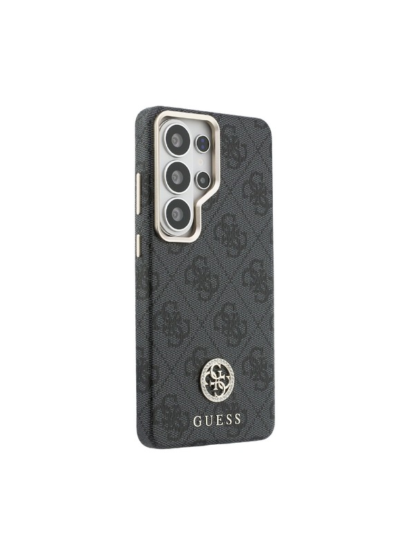 Guess Guess PU Leather 4G Strass Logo Gold Frame Magnetic Zadní Kryt pro Samsung Galaxy S26 Ultra Black