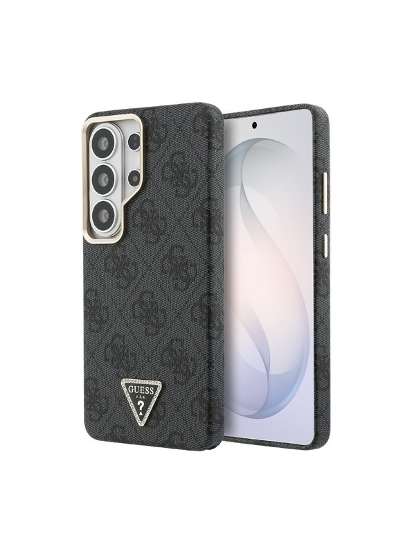 Guess Guess PU Leather 4G Strass Triangle Logo Gold Frame Magnetic Zadní Kryt pro Samsung Galaxy S26 Ultra Black