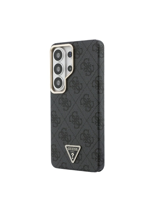 Guess Guess PU Leather 4G Strass Triangle Logo Gold Frame Magnetic Zadní Kryt pro Samsung Galaxy S26 Ultra Black