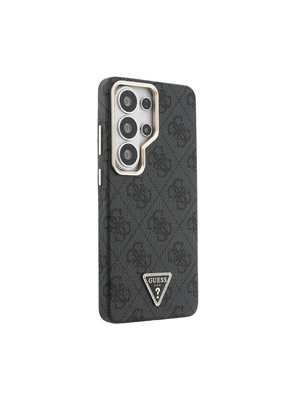 Guess Guess PU Leather 4G Strass Triangle Logo Gold Frame Magnetic Zadní Kryt pro Samsung Galaxy S26 Ultra Black