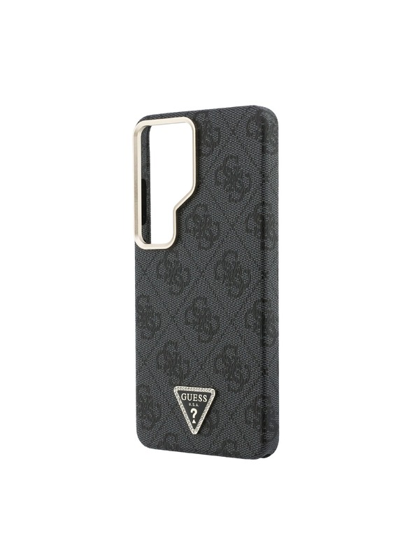 Guess Guess PU Leather 4G Strass Triangle Logo Gold Frame Magnetic Zadní Kryt pro Samsung Galaxy S26 Ultra Black
