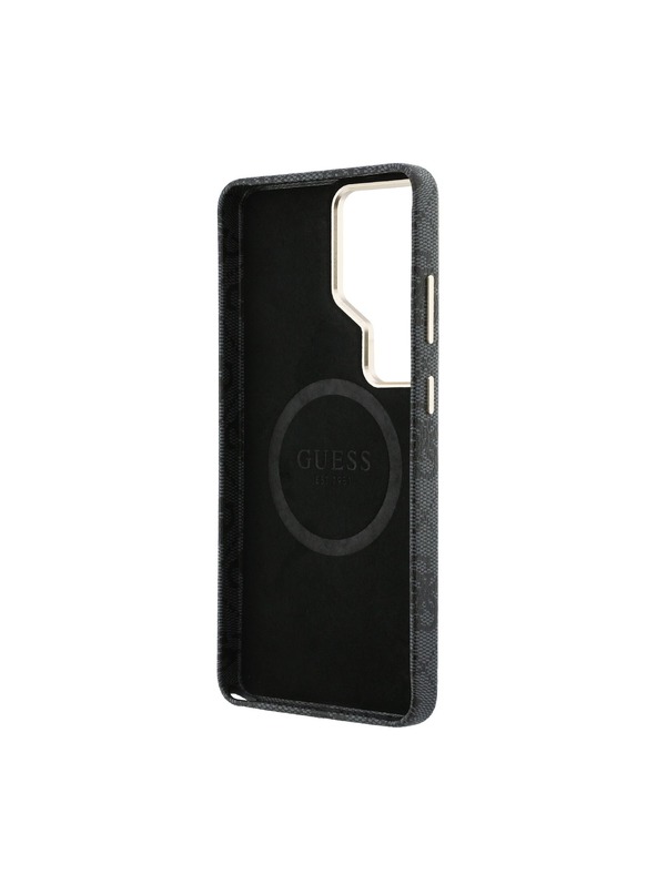 Guess Guess PU Leather 4G Strass Triangle Logo Gold Frame Magnetic Zadní Kryt pro Samsung Galaxy S26 Ultra Black