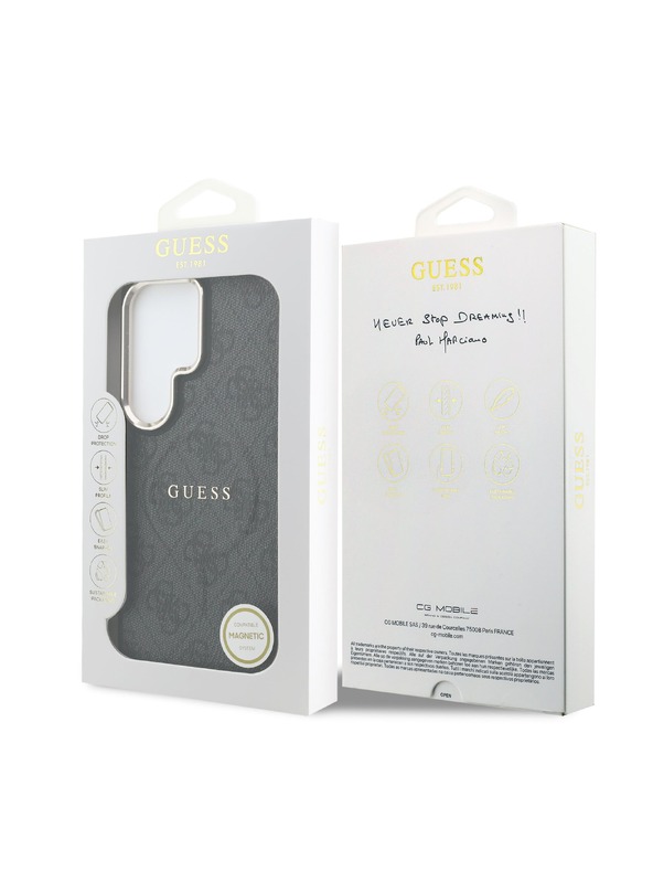 Guess Guess PU Leather 4G Gold Frame Magnetic Zadní Kryt pro Samsung Galaxy S26 Ultra Black