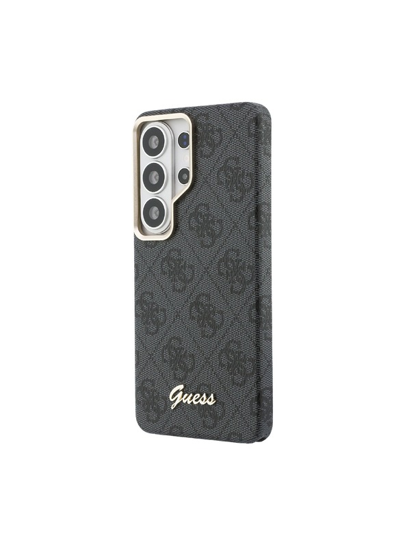 Guess Guess PU 4G Script Metal Logo Magnetic Zadní Kryt pro Samsung Galaxy S26 Ultra Black