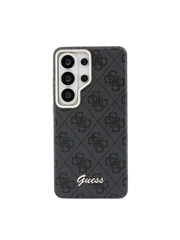 Guess Guess PU 4G Script Metal Logo Magnetic Zadní Kryt pro Samsung Galaxy S26 Ultra Black