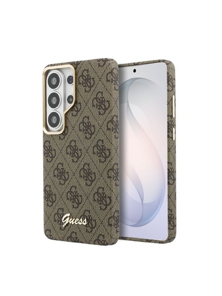 Guess Guess PU 4G Script Metal Logo Magnetic Zadní Kryt pro Samsung Galaxy S26 Ultra Brown