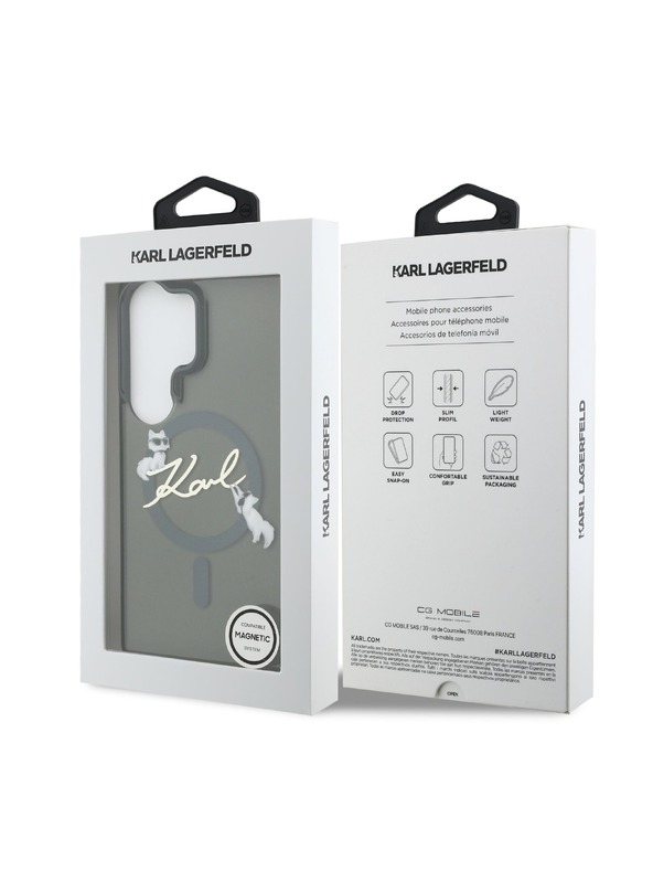 Karl Lagerfeld Karl Lagerfeld IML Choupette Karl Script Logo Magnetic Zadní Kryt pro Samsung Galaxy S26 Ultra Black