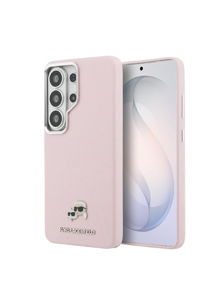 Karl Lagerfeld Karl Lagerfeld Grained PU Leather K&CH Heads Magnetic Zadní Kryt pro Samsung Galaxy S26 Ultra Pink