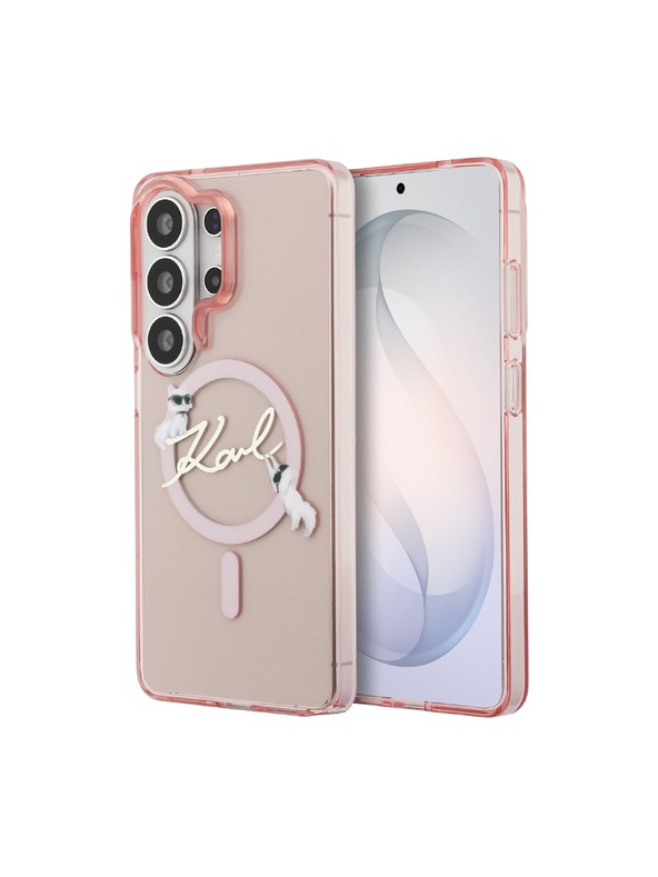 Karl Lagerfeld Karl Lagerfeld IML Choupette Karl Script Logo Magnetic Zadní Kryt pro Samsung Galaxy S26 Ultra Pink