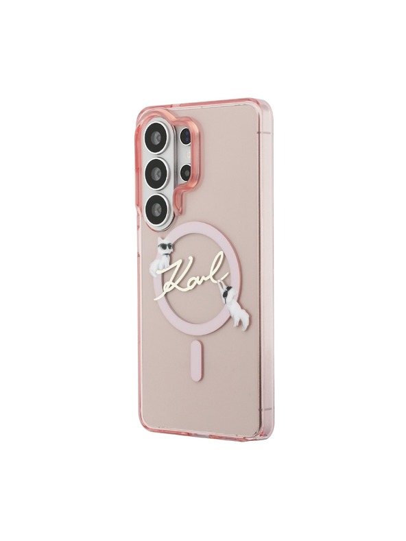 Karl Lagerfeld Karl Lagerfeld IML Choupette Karl Script Logo Magnetic Zadní Kryt pro Samsung Galaxy S26 Ultra Pink
