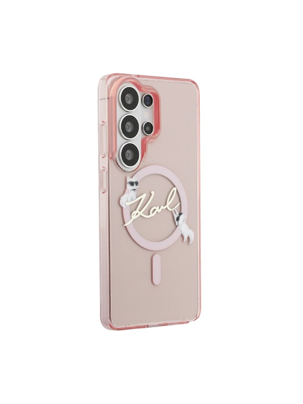 Karl Lagerfeld Karl Lagerfeld IML Choupette Karl Script Logo Magnetic Zadní Kryt pro Samsung Galaxy S26 Ultra Pink