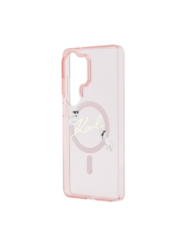 Karl Lagerfeld Karl Lagerfeld IML Choupette Karl Script Logo Magnetic Zadní Kryt pro Samsung Galaxy S26 Ultra Pink