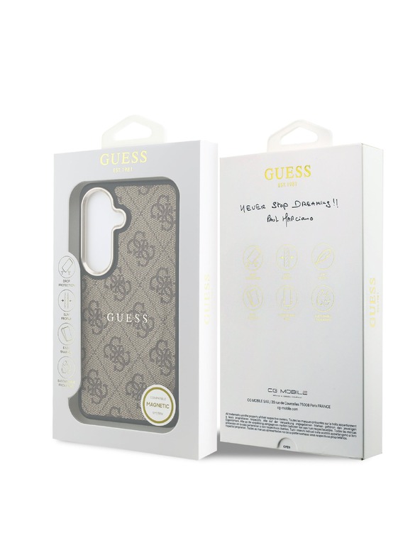 Guess Guess PU Leather 4G Gold Frame Magnetic Zadní Kryt pro Samsung Galaxy S26+ Brown