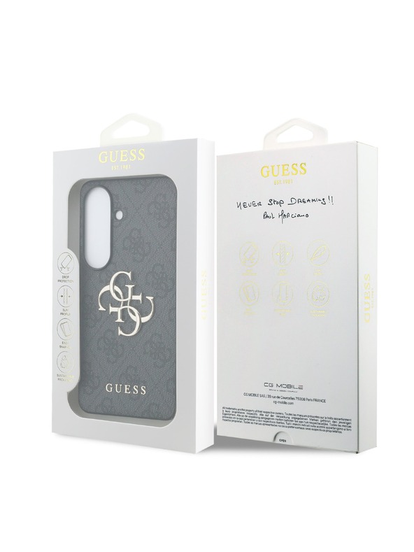 Guess Guess PU 4G Metal Logo Zadní Kryt pro Samsung Galaxy S26+ Grey