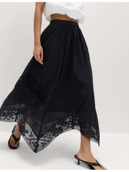 Marks & Spencer Maxi kolová sukně s krajkou, z čisté bavlny Marks & Spencer černá