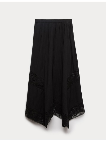 Marks & Spencer Maxi kolová sukně s krajkou, z čisté bavlny Marks & Spencer černá