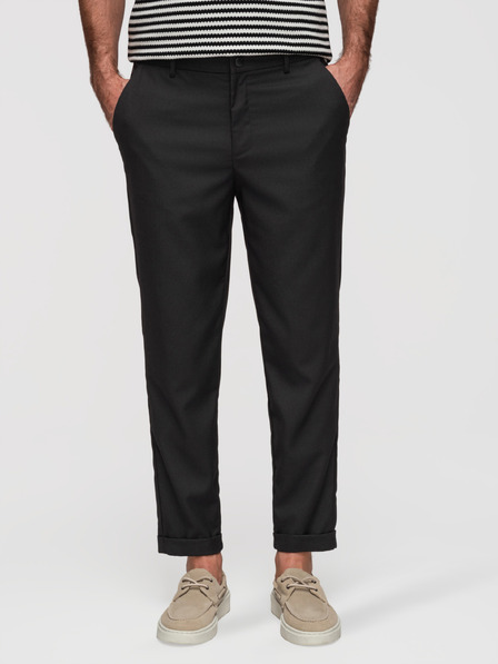 Ombre Clothing Pánské chino kalhoty REGULAR FIT s elastickým pasem – černé V4 P1525 Ombre Clothing
