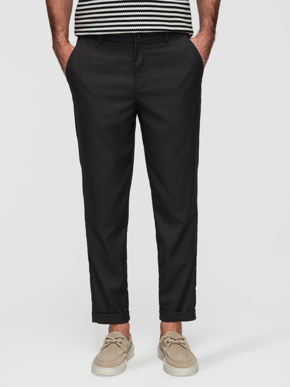 Ombre Clothing Pánské chino kalhoty REGULAR FIT s elastickým pasem – černé V4 P1525 Ombre Clothing