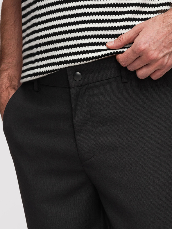 Ombre Clothing Pánské chino kalhoty REGULAR FIT s elastickým pasem – černé V4 P1525 Ombre Clothing