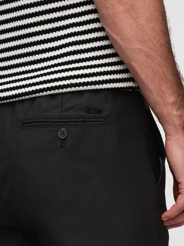 Ombre Clothing Pánské chino kalhoty REGULAR FIT s elastickým pasem – černé V4 P1525 Ombre Clothing