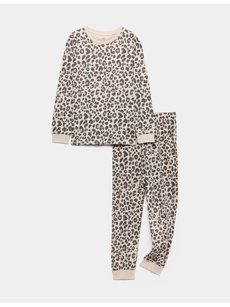 Marks & Spencer Pyžamo s leopardím potiskem z čisté bavlny (12 měsíců - 16 let) Marks & Spencer smetanová