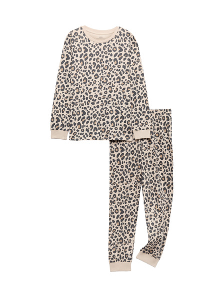 Marks & Spencer Pyžamo s leopardím potiskem z čisté bavlny (12 měsíců - 16 let) Marks & Spencer smetanová