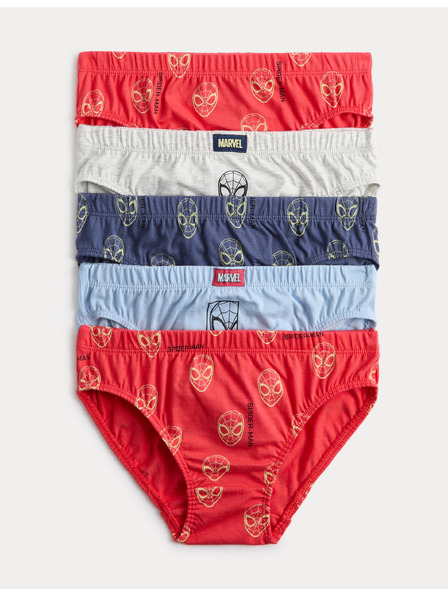 Marks & Spencer Kalhotky z čisté bavlny s potiskem Spider-Man™, sada 5 ks (18 měsíců - 8 let) Marks & Spencer červená