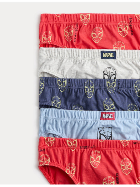 Marks & Spencer Kalhotky z čisté bavlny s potiskem Spider-Man™, sada 5 ks (18 měsíců - 8 let) Marks & Spencer červená