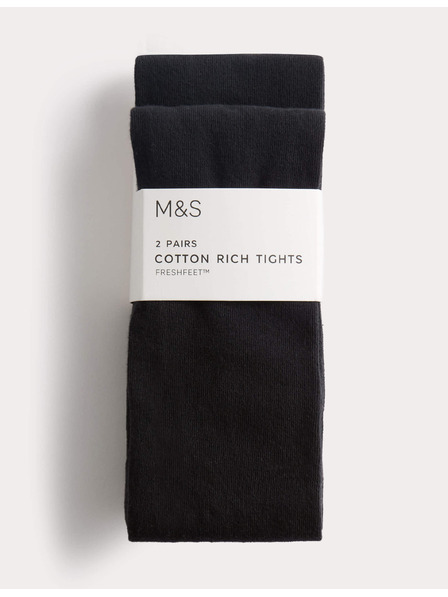 Marks & Spencer Školní punčochy s vysokým podílem bavlny (2–16 let), 2 ks v balení Marks & Spencer černá