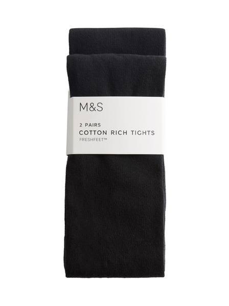Marks & Spencer Školní punčochy s vysokým podílem bavlny (2–16 let), 2 ks v balení Marks & Spencer černá