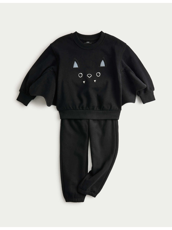 Marks & Spencer 2dílný halloweenský netopýří outfit s vysokým podílem bavlny(2–8 let) Marks & Spencer šedá